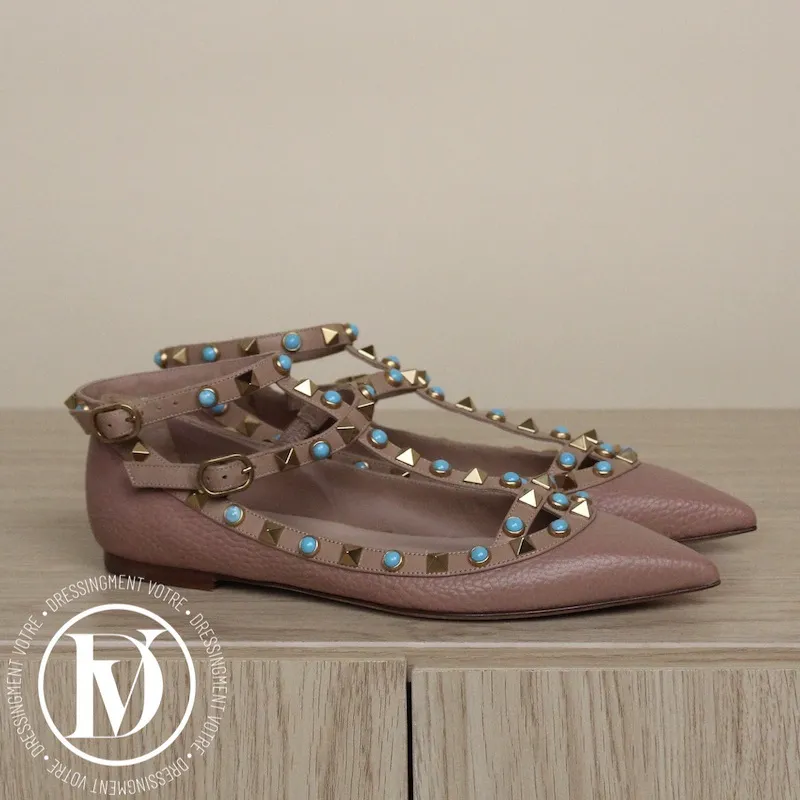 Ballerines Rockstud en cuir grainé nude p.35 – Valentino