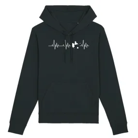 Battement de coeur Guadeloupe (carte) - Sweatshirt à capuche - Coton bio - imprimé FR