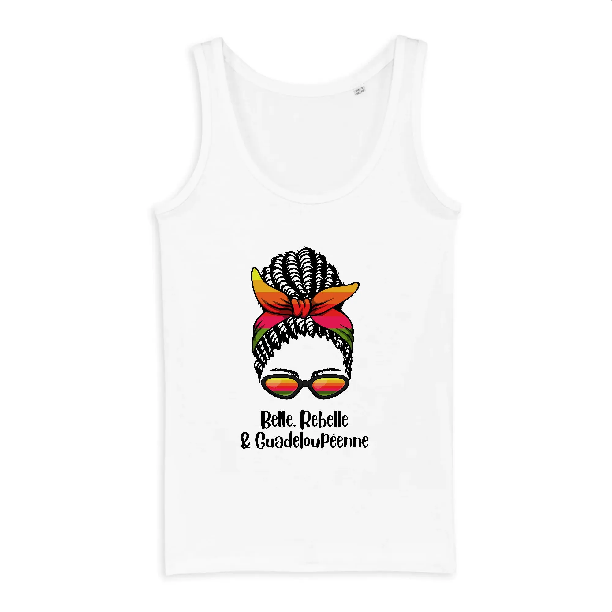 Belle, Rebelle & Guadeloupéenne - Débardeur femme - Coton bio - imprimé fr