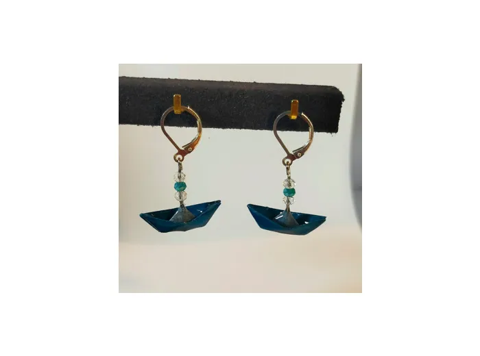 B.O. origami petit bateau bleu foncé