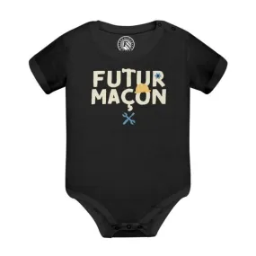 Body Bébé Manche Courte Noir Futur Maçon Métier Manuel Construction