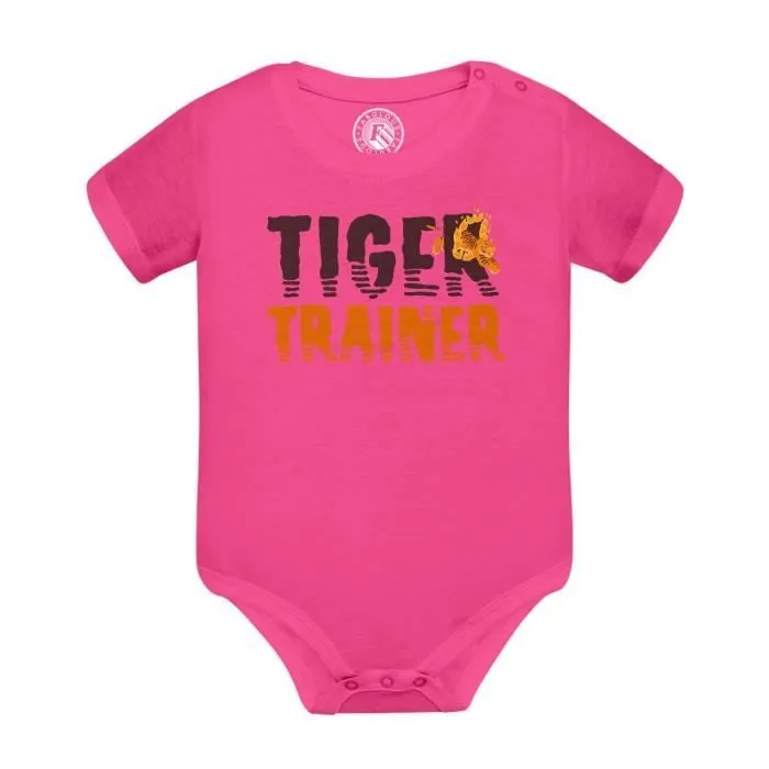 Body Bébé Manche Courte Rose Tiger Trainer Dompteur de Tigre Illustration Original