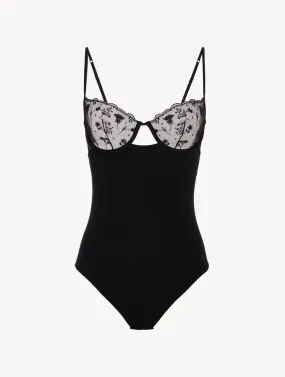 Body de couleur Onyx avec tulle brodé