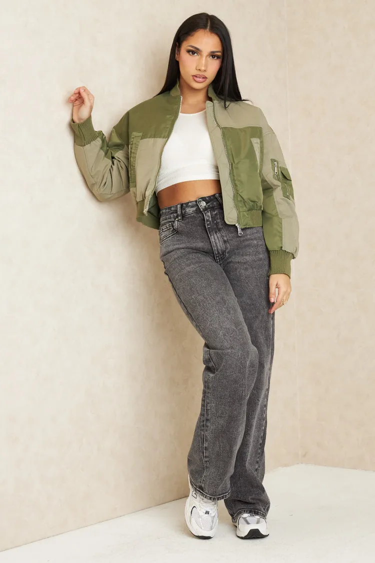 Bomber bicolor vert et kaki
