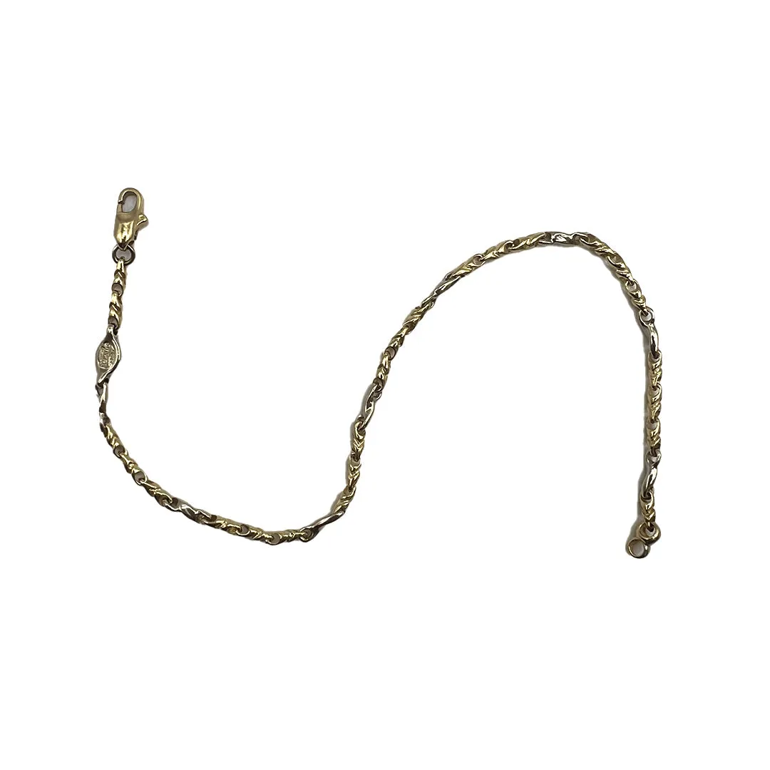 Bracelet à maillons tubulaires en or jaune et blanc Gold House De Patt