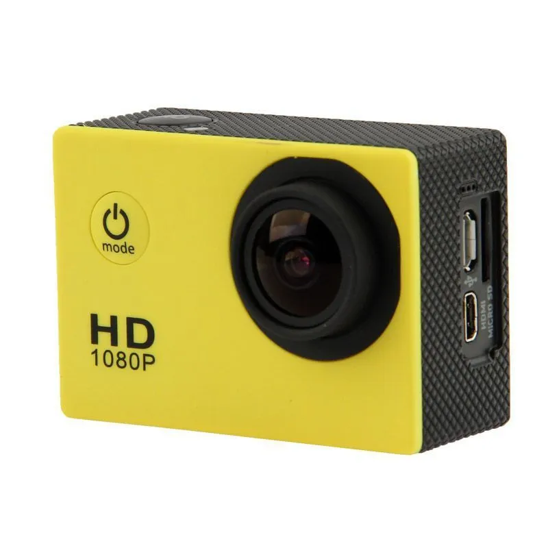Caméra sport étanche 30m action Full HD 1080p 12MP Jaune 8Go