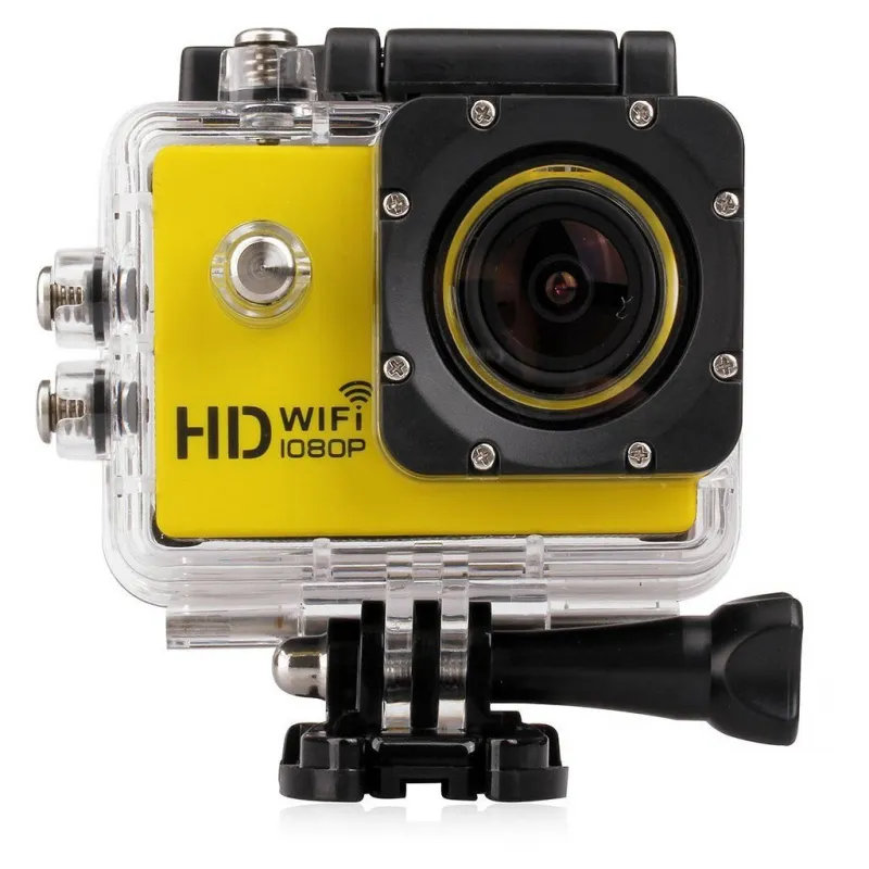 Caméra sport WiFi embarquée plongée 12MP Full HD 1080P Jaune