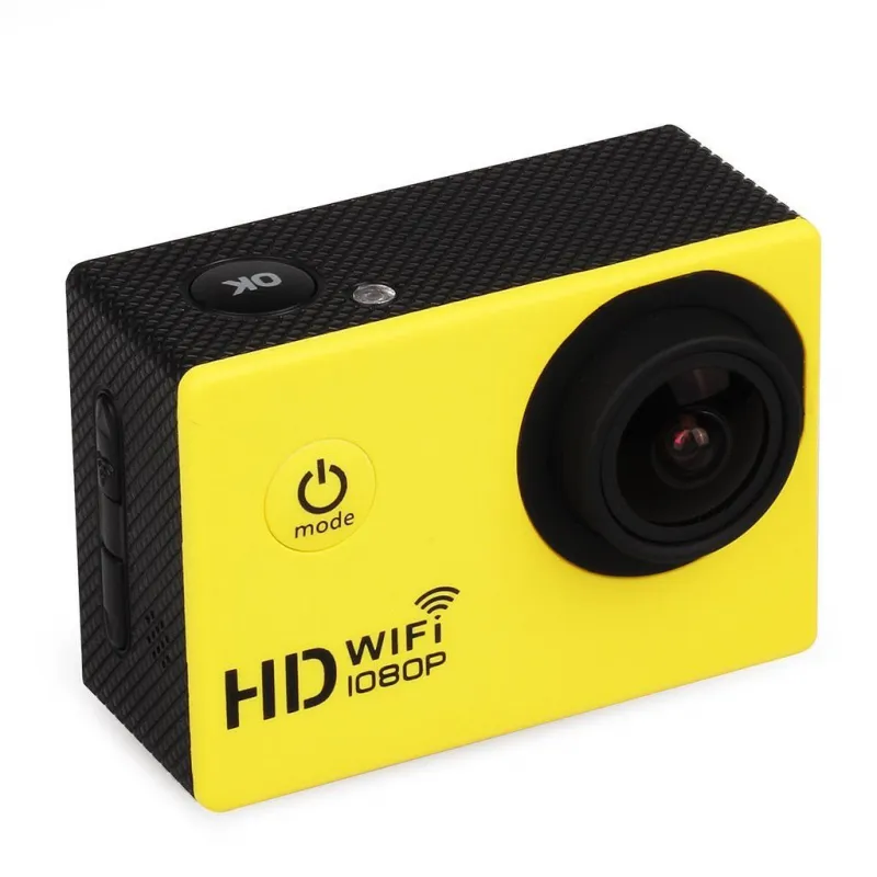 Caméra sport WiFi embarquée plongée 12MP Full HD 1080P Jaune
