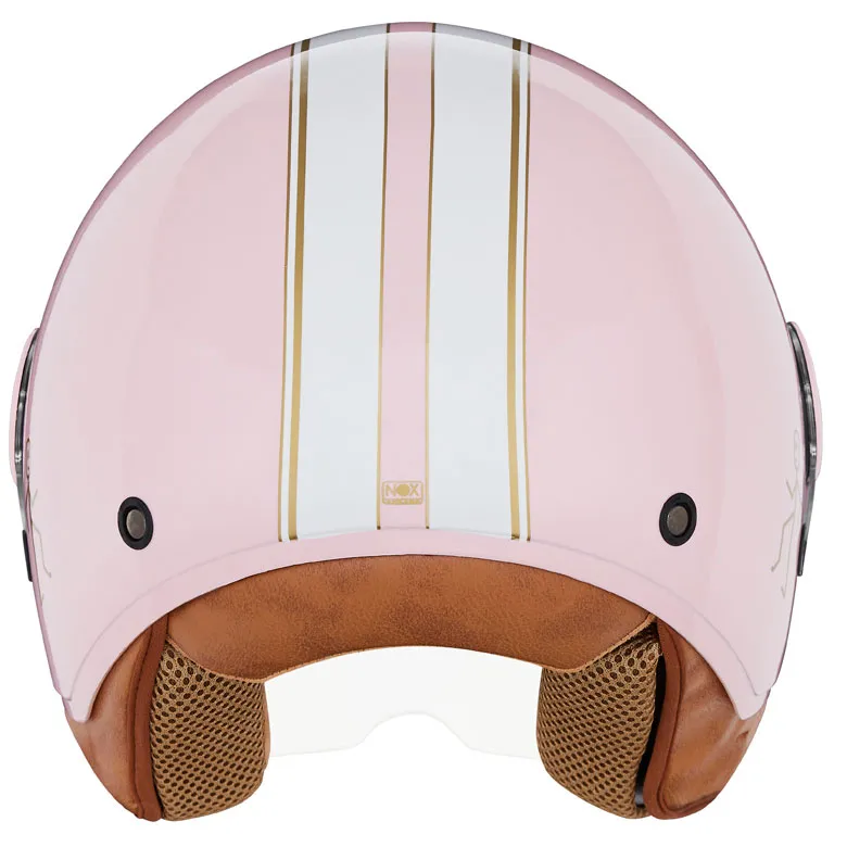 Casque Nox N210 Evo rose pastel blanc, casque jet scooter