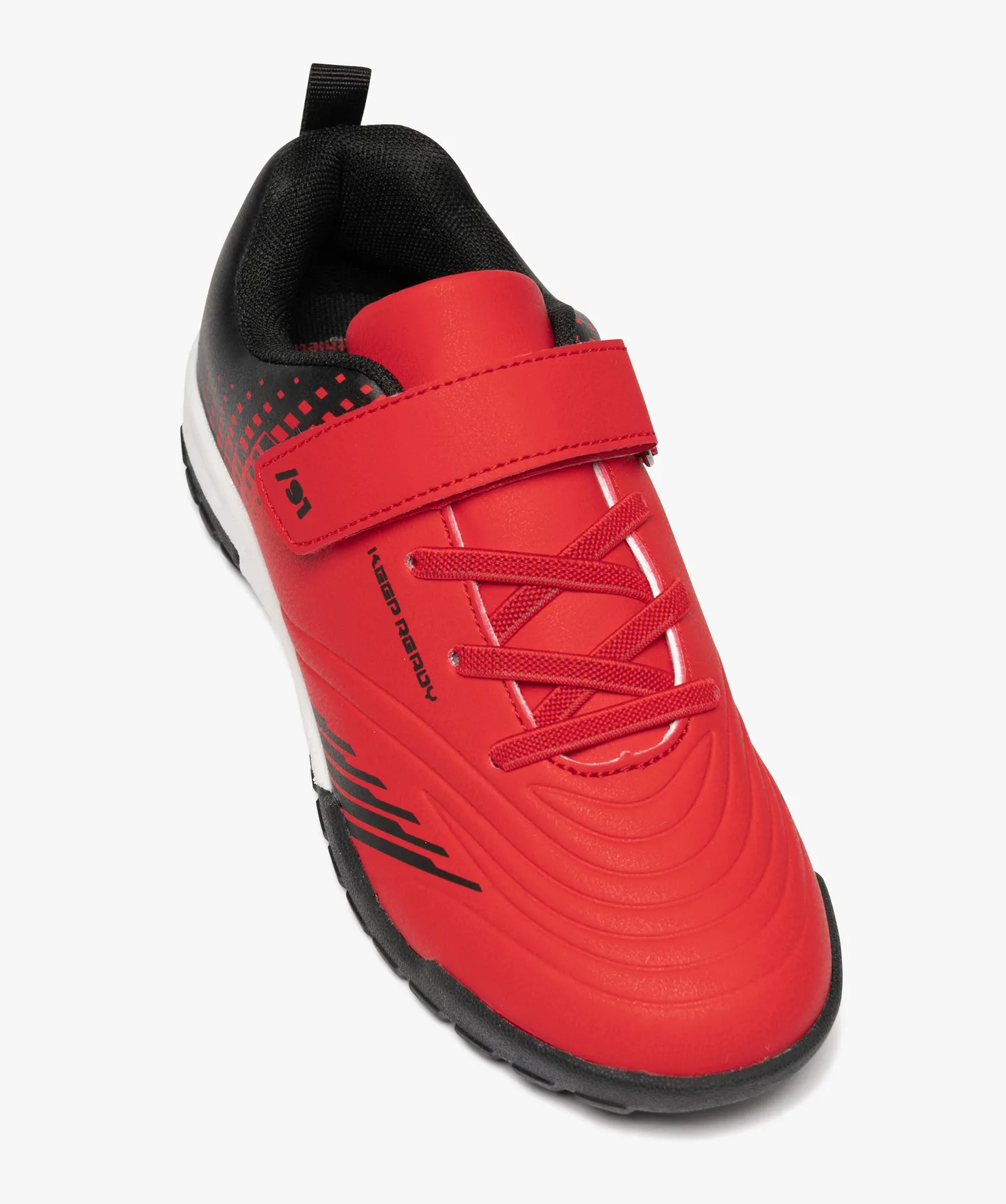 Chaussures de foot garçon avec fermeture scratch rouge