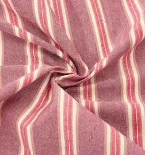 Coupon de 2 m en coton viscose - Rayé vieux rose