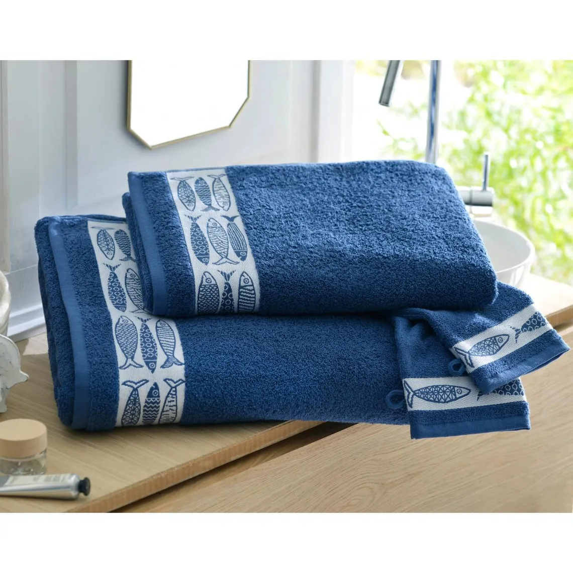 Drap de bain SARDINETTE bleu en coton | 3 Suisses
