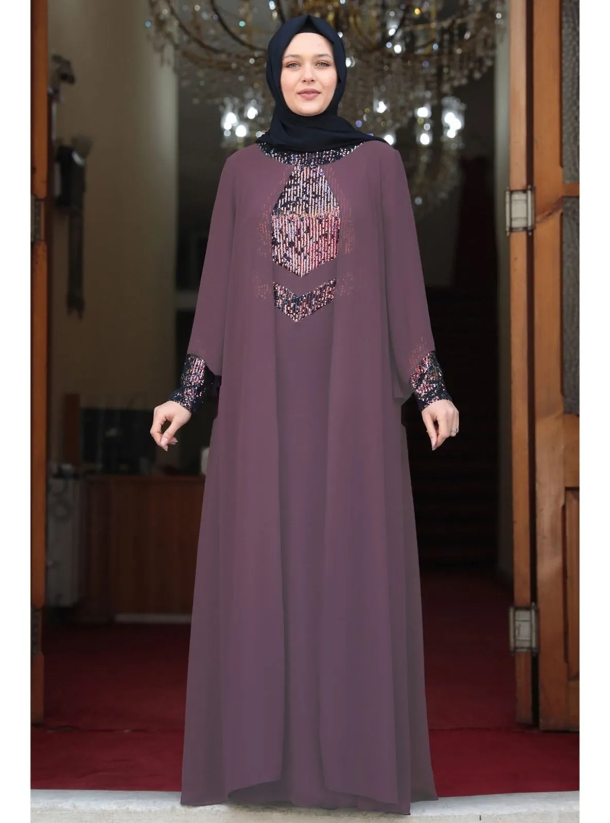 Dusty Rose - Modest Plus Size Evening Dress