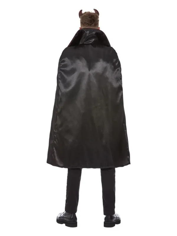 Déguisement Diable, Homme rouge et noir (haut, cape et cornes)
