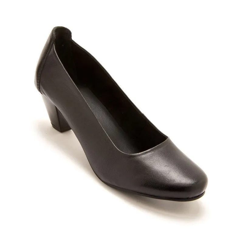 Escarpins largeur confort en cuir - noir