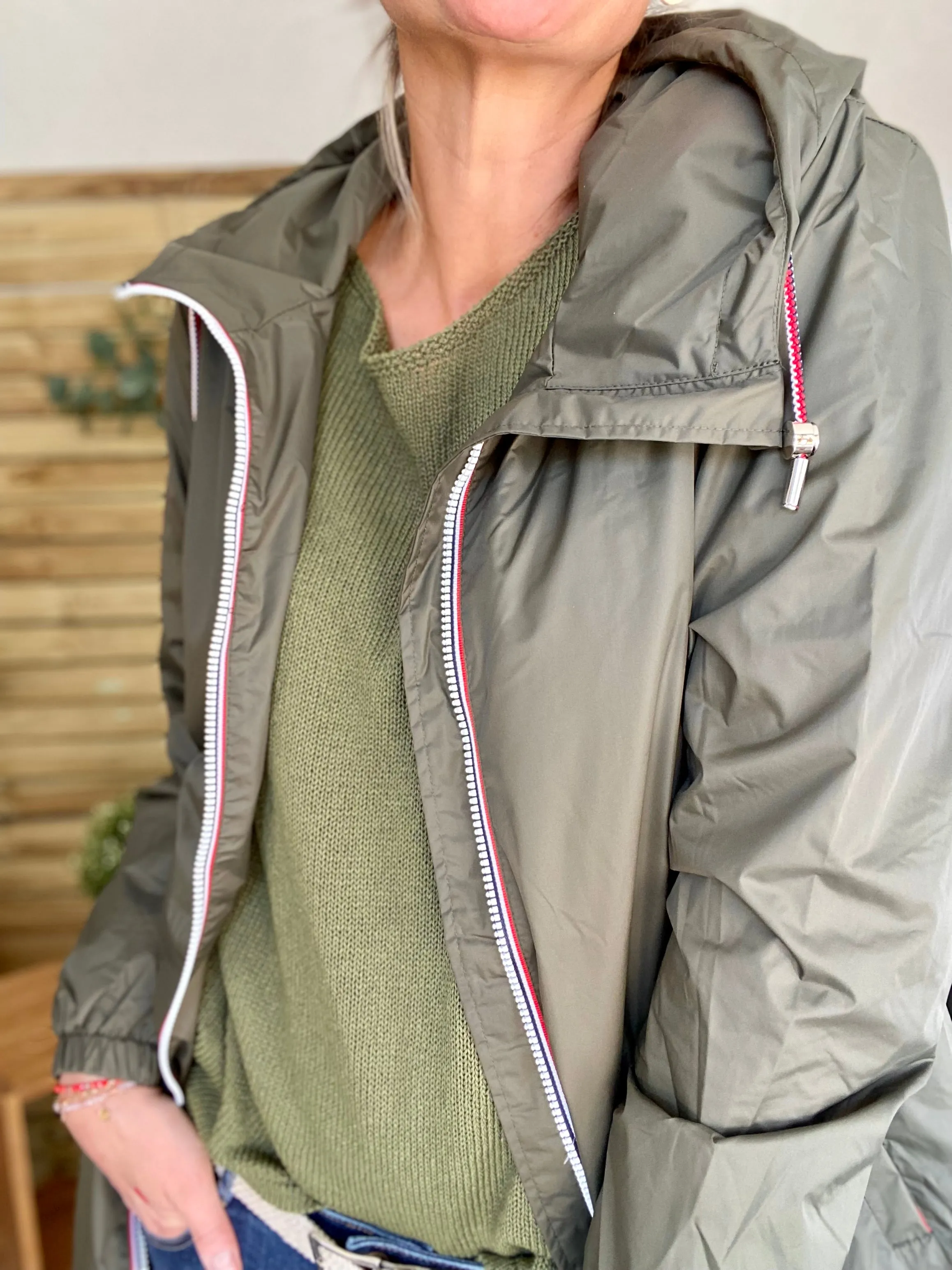 Imperméable mi-saison doublé SOLINE LONG - Kaki - Laura Jo