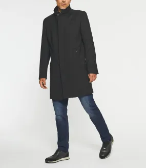Manteau ville droit en laine noir INEON