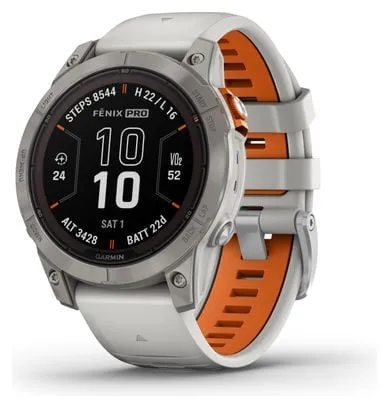 Montre de Sport Garmin Fenix 7 Pro Sapphire Solar Titane Gris Orange