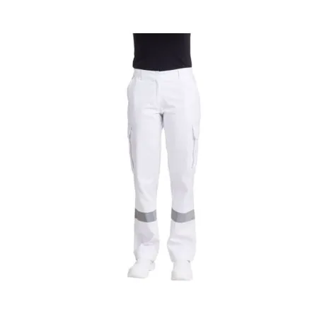 Pantalon ambulancier Blanc pour femme bande réfléchissante - Rémi Confection