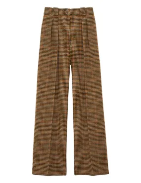 Pantalon Marlène pied-de-poule kaki