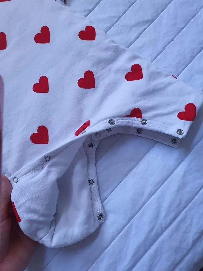 Petit Bateau - Combinaison longue cœurs - Petit Bateau - 1 mois  | Beebs
