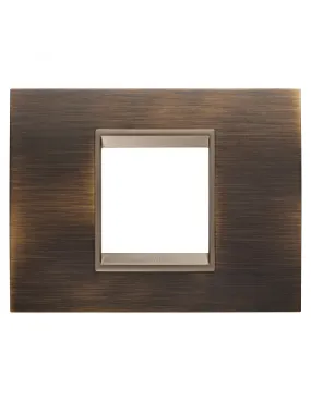 PLAQUE LUX RECT. 2P MÉTAL LAITON ANTIQUE GEWISS GW16202XQ