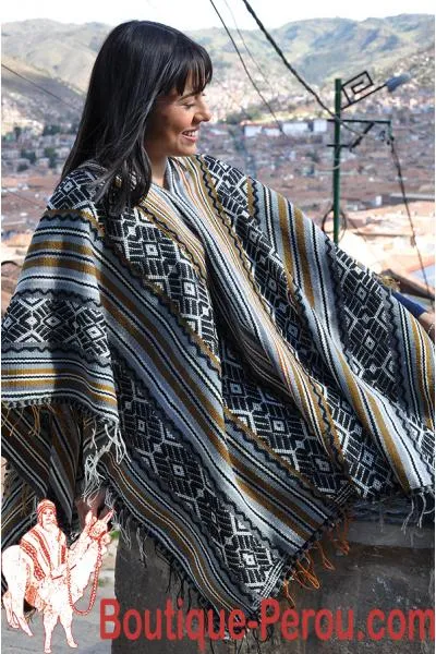 Poncho pour femme gris Huascaran