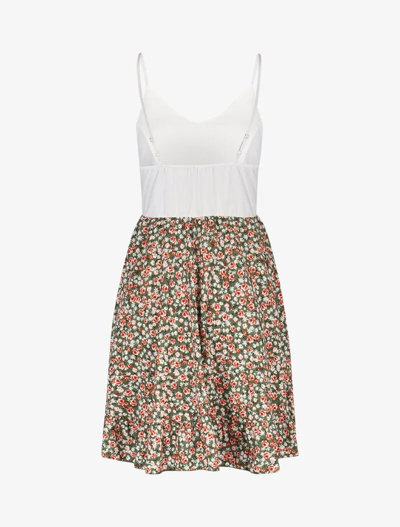 Robe bicolore à imprimés - Kaki