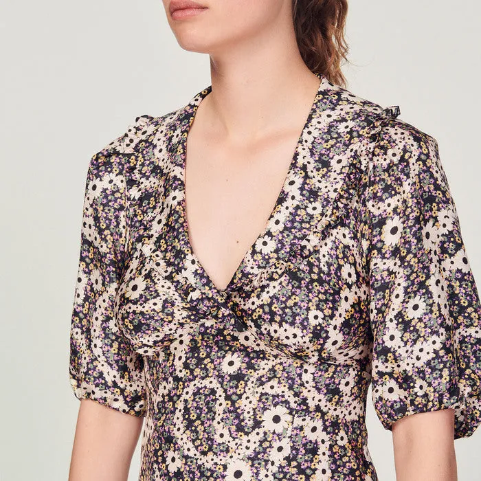 Robe courte à imprimé cachemire fleuri