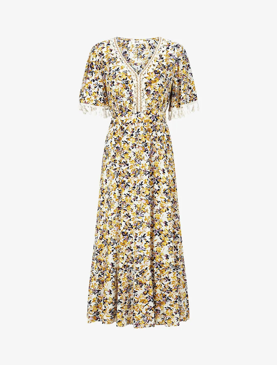 Robe imprimé fleuri à détail pampilles