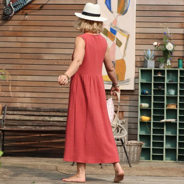 Robe Julie - double gaze de coton terracotta rosé