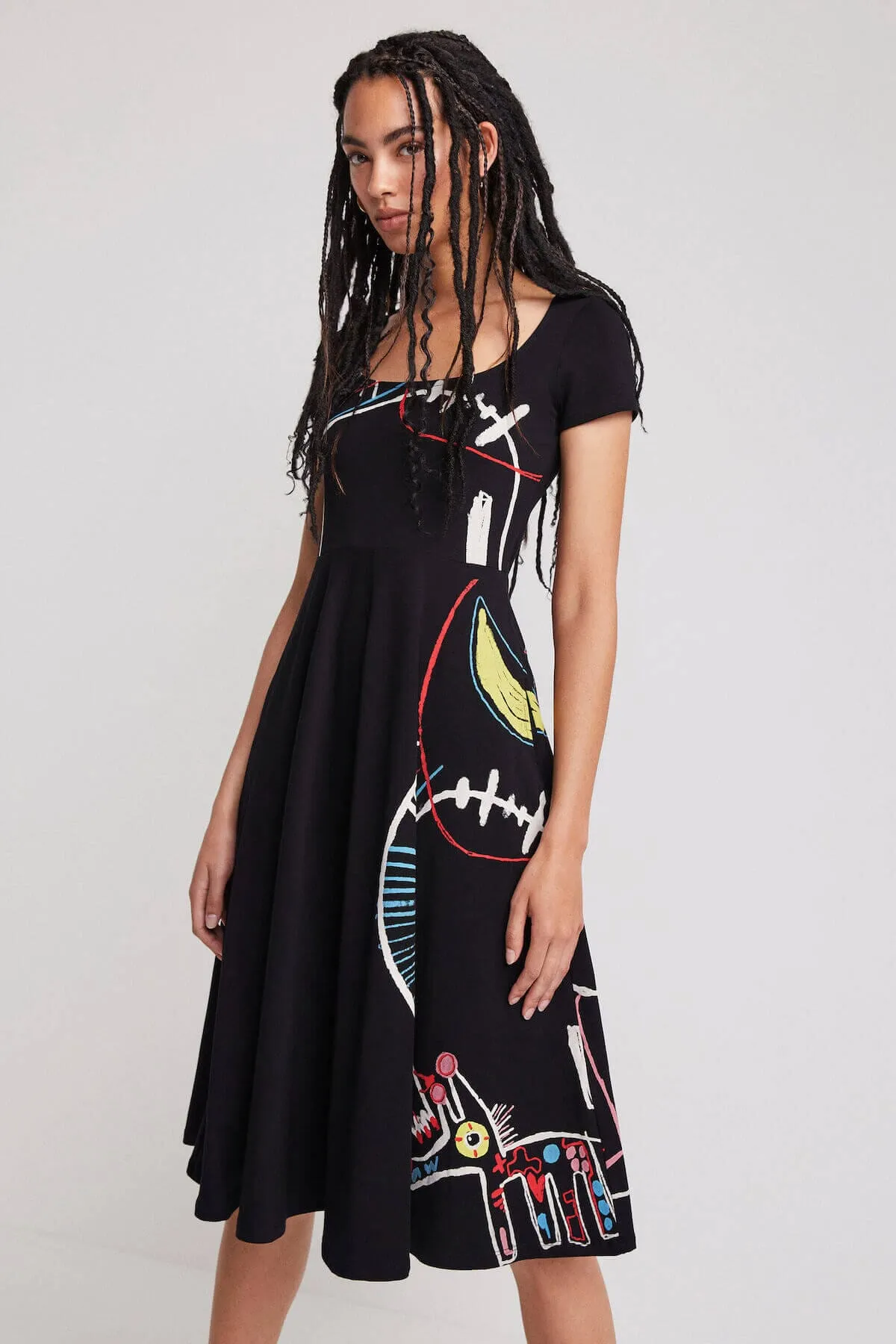 Robe longue à imprimé artistique
