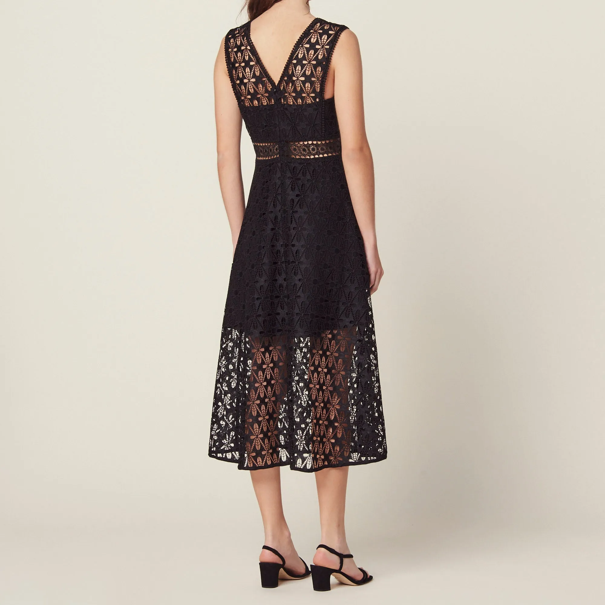 Robe midi en guipure anglaise