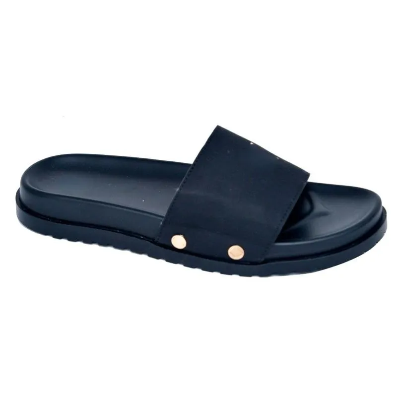 Sandales noires minimalistes avec détails dorés - SDL2797