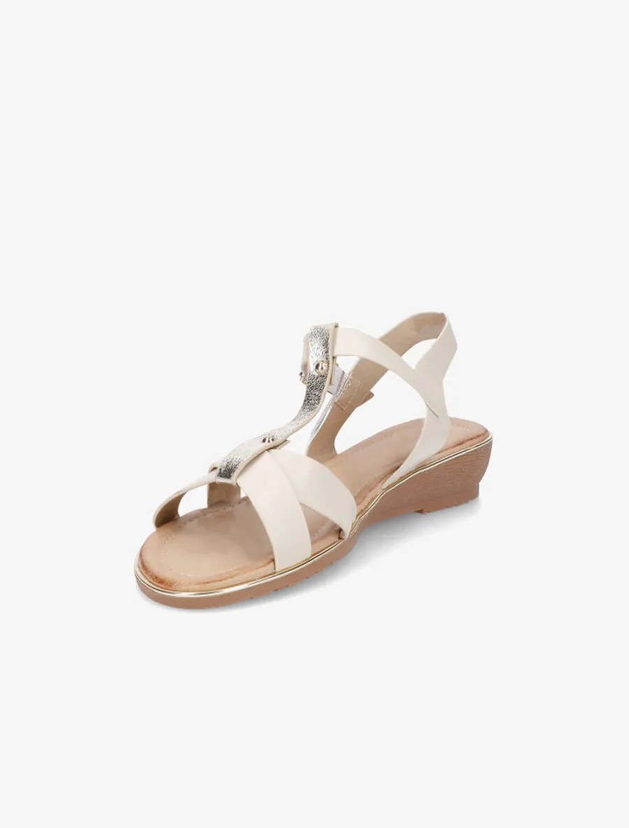 Sandales semi-compensées à bride en T