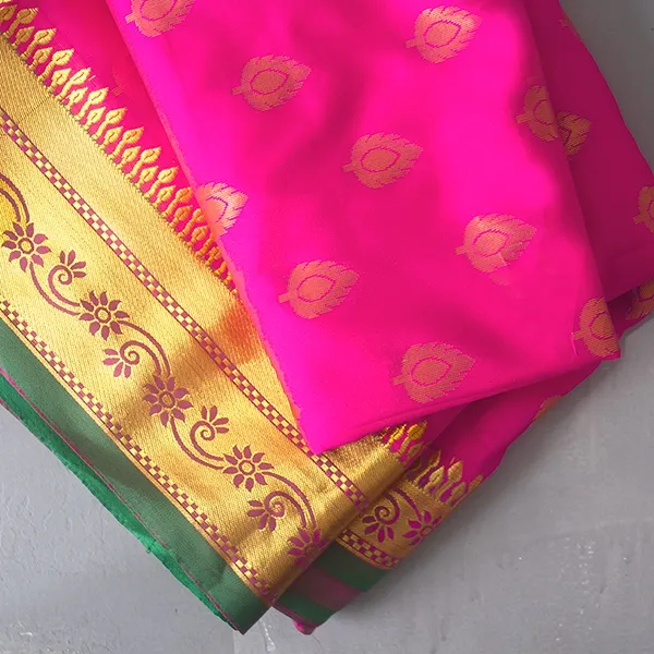 Sari Indien Rose/Vert | Vente En Ligne / Toulouse | Pankaj e-Boutique