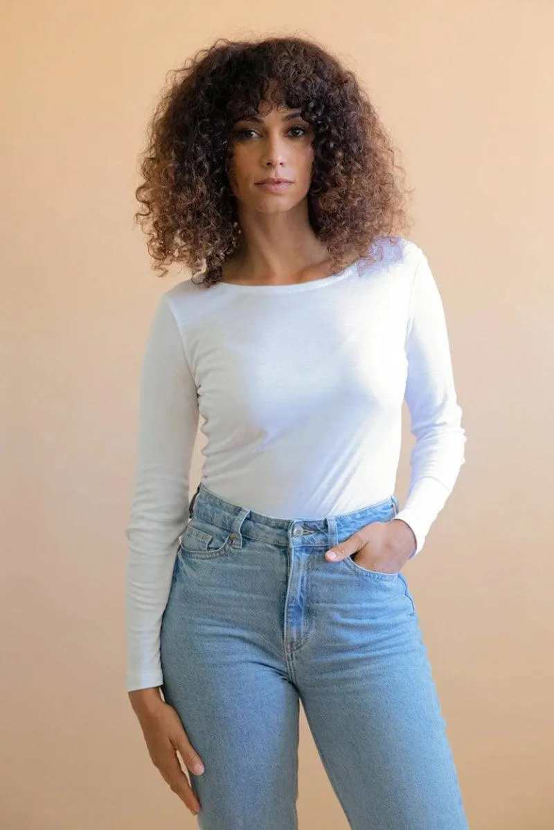 T-shirt blanc à manches longues - Jasmin
