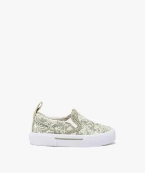 Tennis en toile sans lacets à imprimé tropical bébé garçon kaki