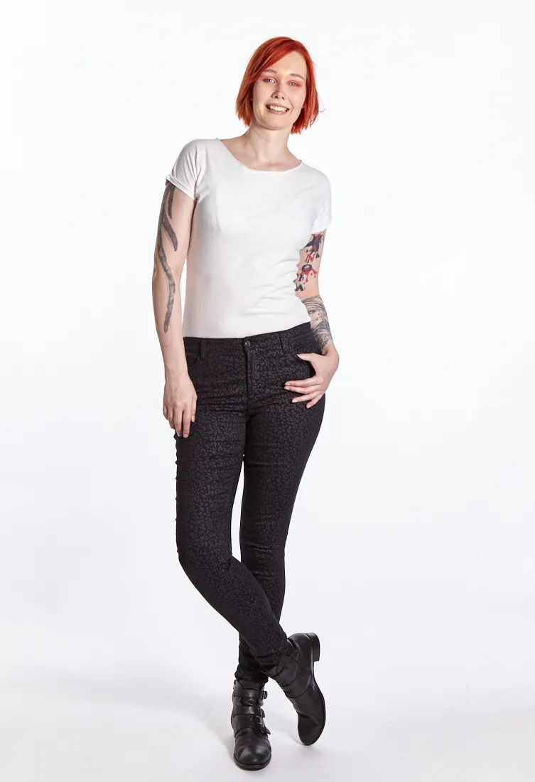 Wonderjeans skinny L37 pouces, noir gris leo print